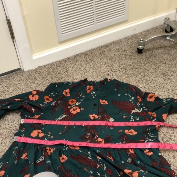 Francesca’s Collection Maxi Dress Size 1X Forest Green Orange Poppy Floral Print - Picture 7 of 9